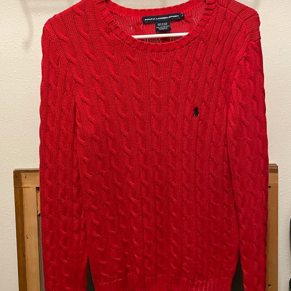 Red Ralph Lauren sweater. Size Large